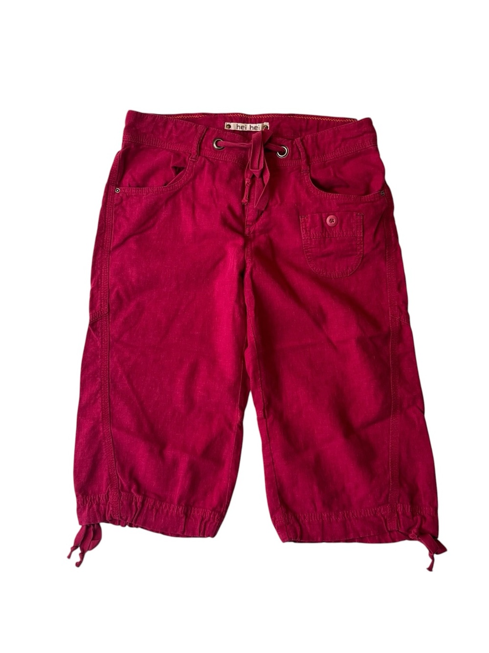 Hei Hei Anthropologie Bermuda Shorts 6 Pink Linen blend Knee length Womens